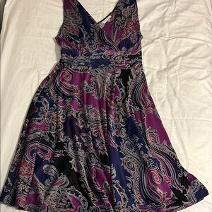 Fashion Bug Paisley Midi Dress in Purple and Black